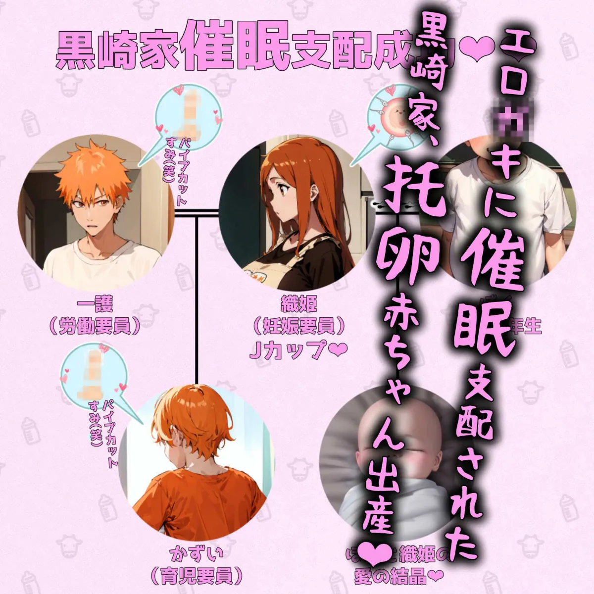 【BLEACH 織姫NTRエロ同人】エロガキに催眠支配された黒崎家、托卵赤ちゃん出産 【BLEACH 織姫NTRエロ同人】エロガキに催眠支配された黒崎家、托卵赤ちゃん出産