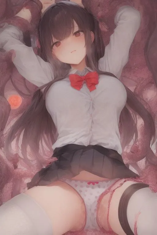 触手に襲われる巨乳少女たち