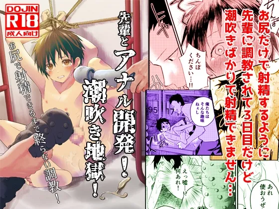 先輩とアナル開発!潮吹き地獄!