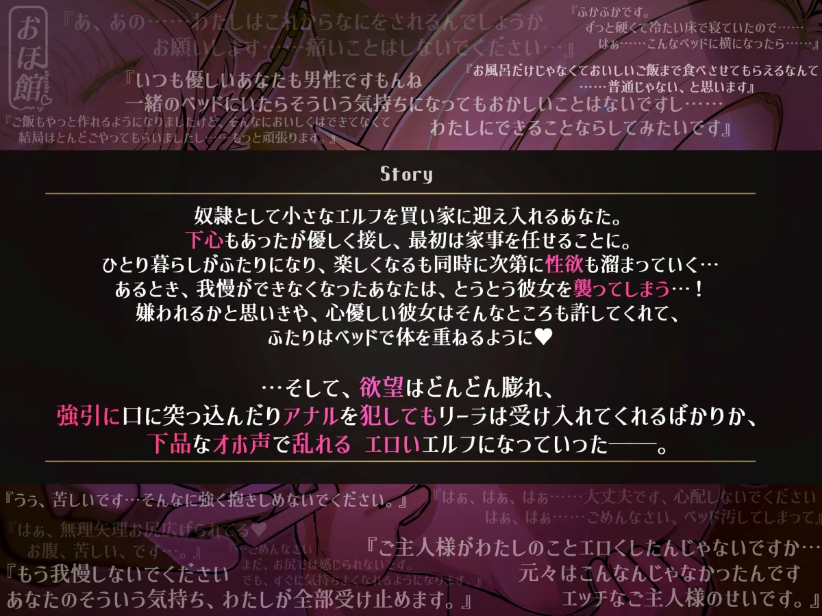 ✅28日間限定40%オフ＆特典イラスト付き✅~我が家にお迎えした奴隷のエルフを躾ける話~【ロリ×敬語×オホ声】
