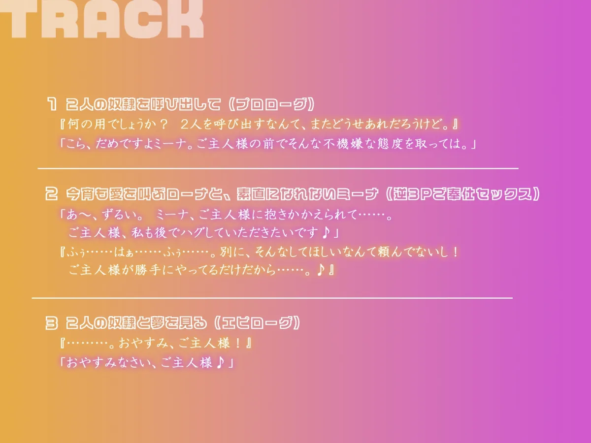 【KU100】2人の奴隷少女を甘やかして調教したら、正反対な性格になりました♪