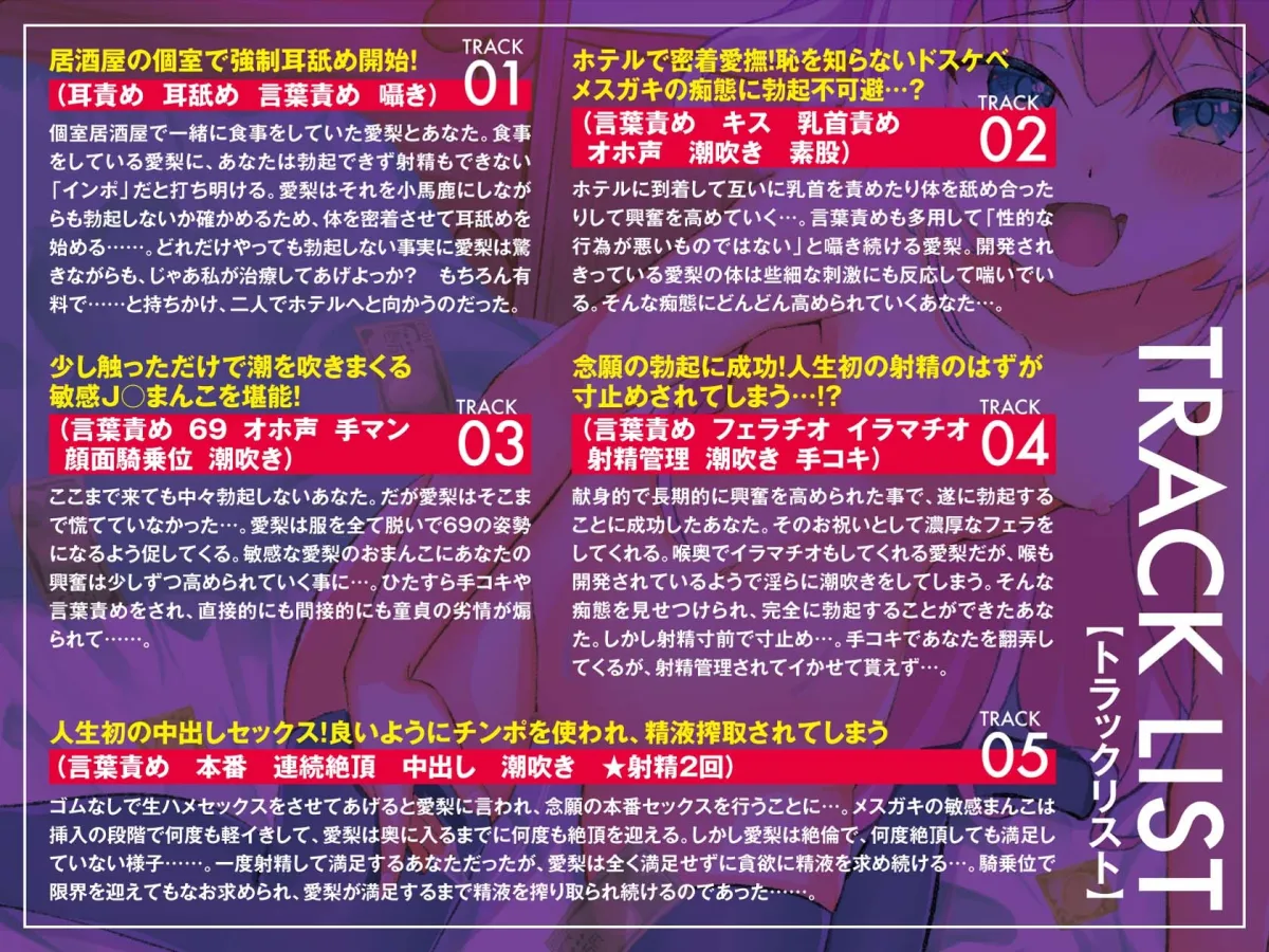 パパ活メスガキが童貞のインポを治す!～あらゆる攻めで童貞インポを射精まで導くメスガキ～【男性受け/女性優位のインポ改善物語/KU100】