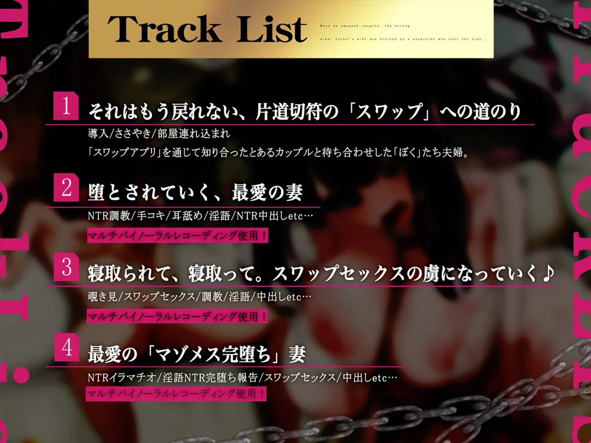 【NTRスワップ】淫モラルスワップナイト~軽い気持ちでカップル間スワップしたら、妻が相手の男のマゾメス奴隷に調教されてしまった~ 【NTRスワップ】淫モラルスワップナイト~軽い気持ちでカップル間スワップしたら、妻が相手の男のマゾメス奴隷に調教されてしまった~