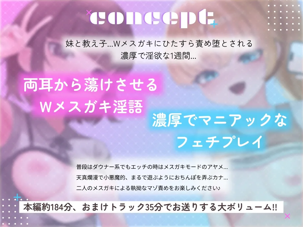 【7日間限定価格】どえっちWメスガキのマゾお仕置き性週間!約束をうっかり忘れていたら執拗な淫語とフェチプレイでドマゾだと分からされました 【7日間限定価格】どえっちWメスガキのマゾお仕置き性週間!約束をうっかり忘れていたら執拗な淫語とフェチプレイでドマゾだと分からされました