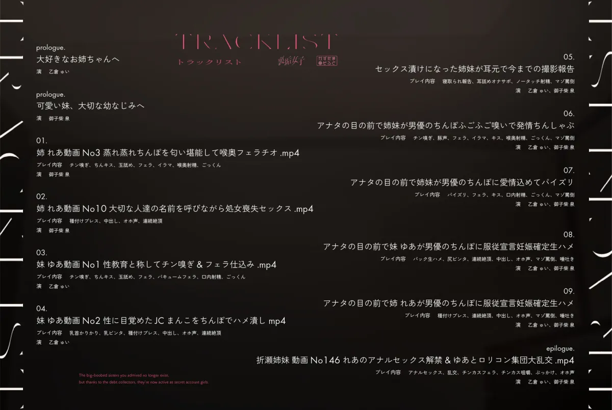 【28日間限定40％OFF＆差分付き】【BSS無様エロ】アナタが想うデカパイ姉妹は既にいません、借金取りのおかげで裏垢女子として大活躍です【KU100】