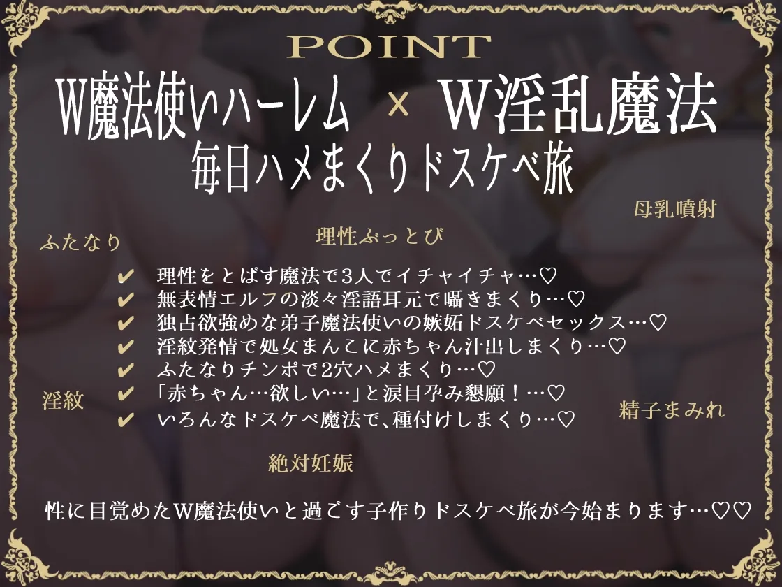 【W魔法使い×Wハーレム】無表情エルフ&デカ乳魔法使いと魔法でドスケベ子作り旅記録 【W魔法使い×Wハーレム】無表情エルフ&デカ乳魔法使いと魔法でドスケベ子作り旅記録