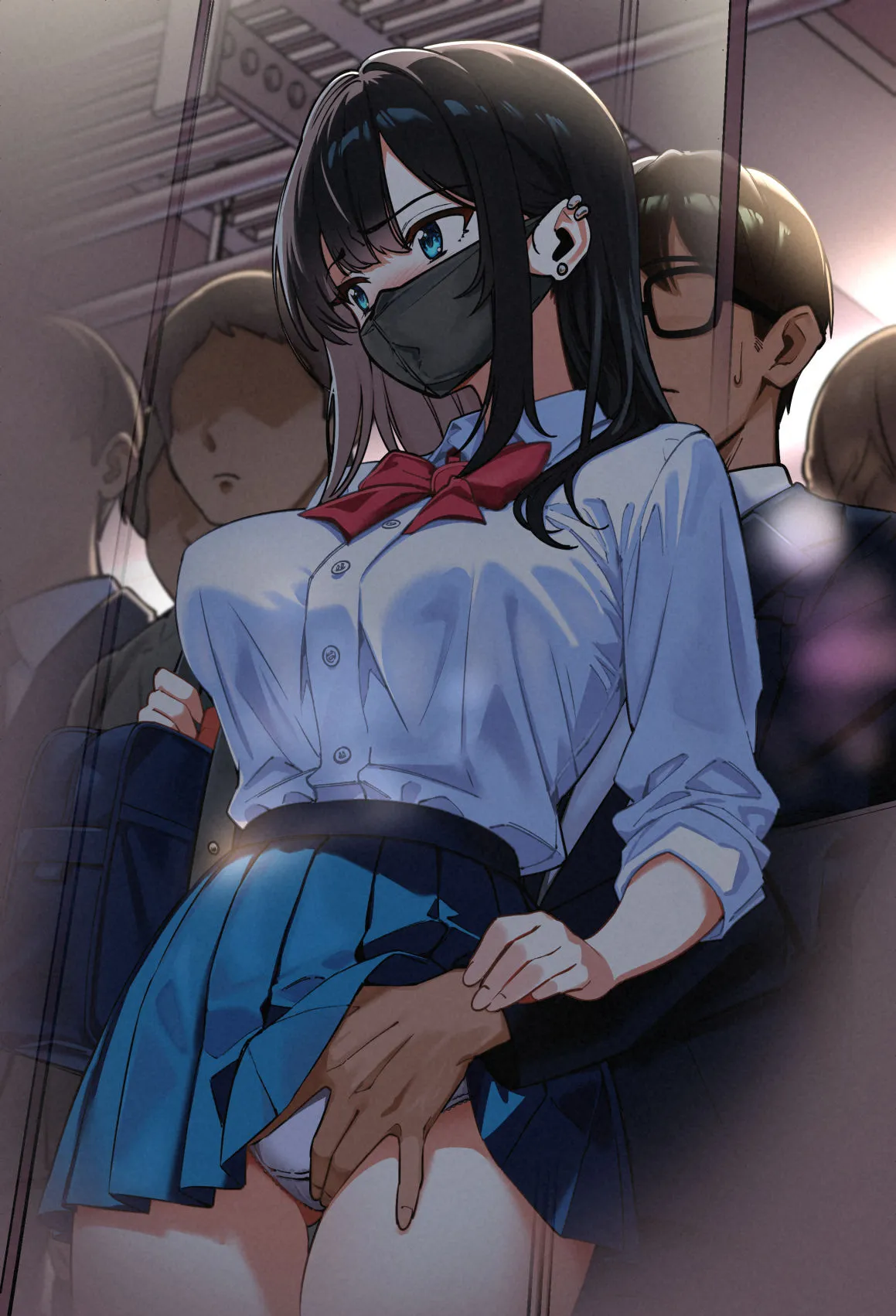電車、女子高生。 電車、女子高生。