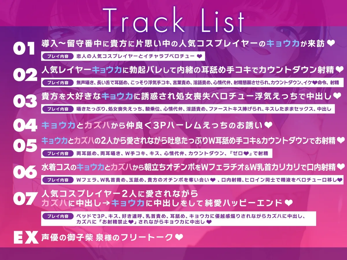 ✅限定特典＆セール中✅貴方を大好きな低音ダウナー有名コスプレイヤー×2と誘惑純愛ハーレムえっちでハッピーエンドする音声【左右舐め♡カウントダウン♡】
