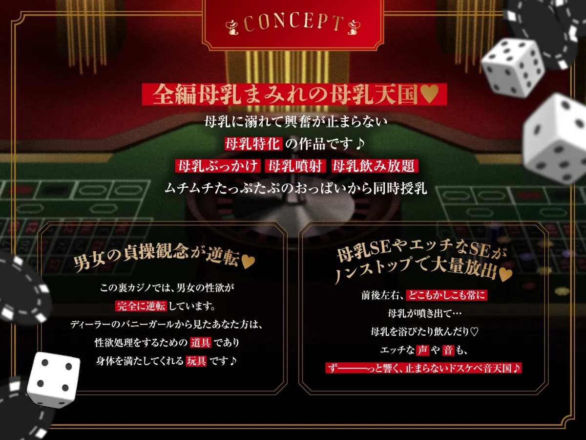 【全編母乳天国】貞操逆転！種付け裏カジノ～淫乱バニーガールの母乳に溺れて強制孕ませ子作り交尾～【男性受け】