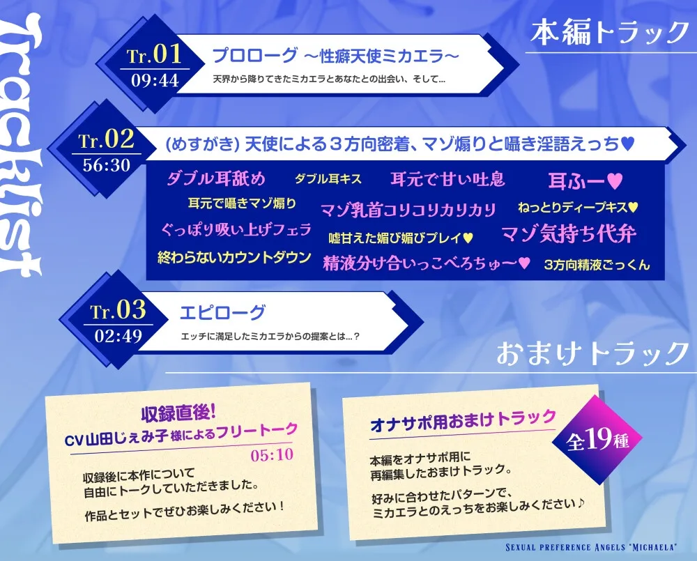 【7日間限定価格】性癖天使ミカエラ 天から舞い降りた自堕落天使【3方向密着マゾ責め淫語えっち♡】メスガキ天使から突然の「死の宣告」→なぜか甘サドハーレムな展開に 【7日間限定価格】性癖天使ミカエラ 天から舞い降りた自堕落天使【3方向密着マゾ責め淫語えっち♡】メスガキ天使から突然の「死の宣告」→なぜか甘サドハーレムな展開に
