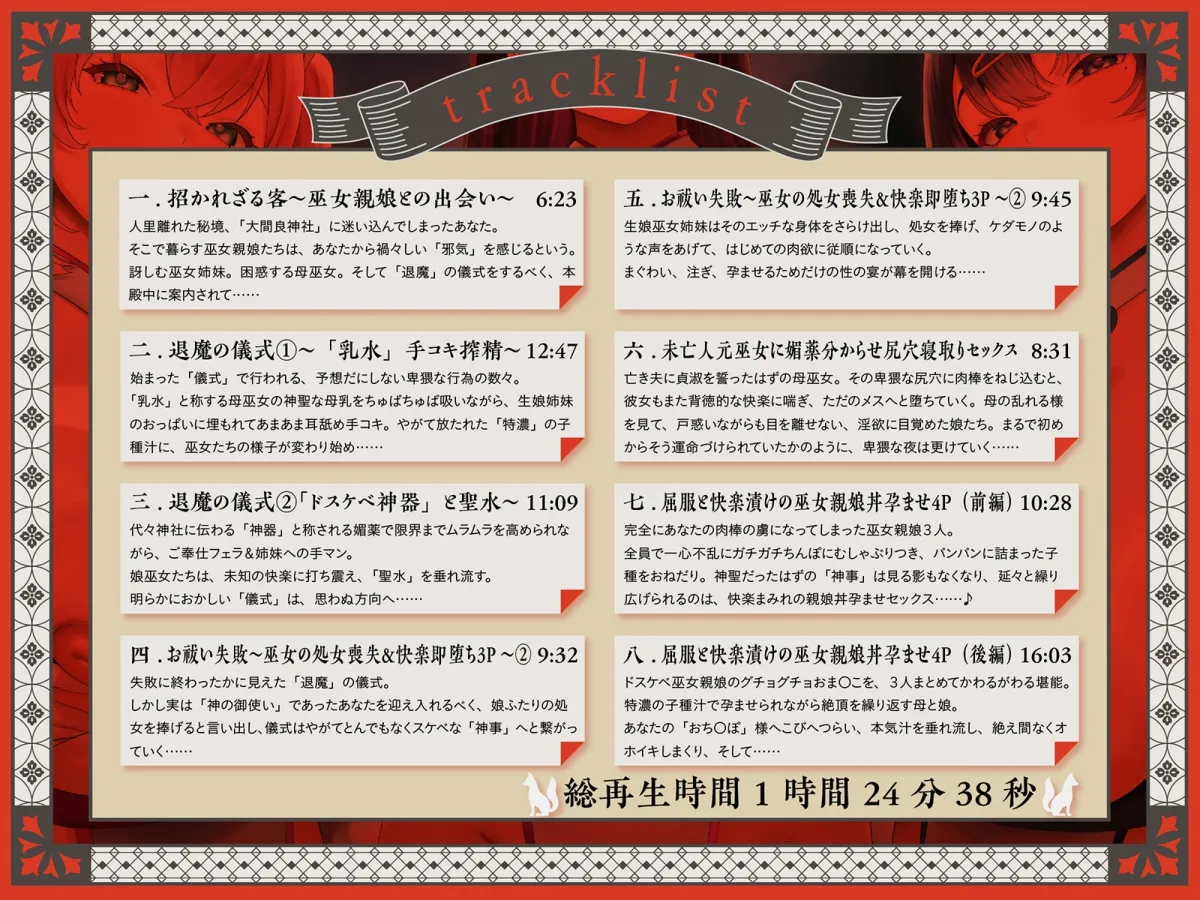 【巫女×孕ませ×親娘丼4P】祓い、孕ませ。～ドスケベ巫女親娘に神聖で特濃な子種を注ぎまくる「儀式」に迷い込んだ夜～