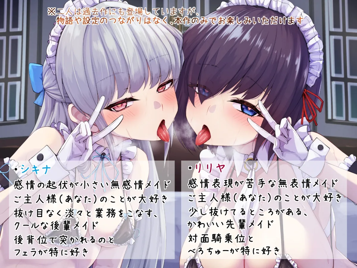 【ダブル全身舐め】二人の無表情メイドとひたすらドスケベせっくす【目隠し・マスクフェラ】