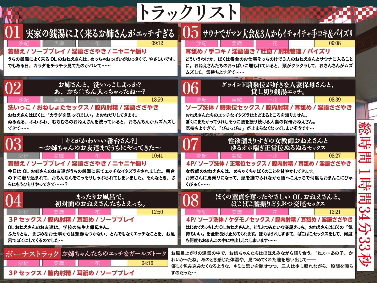 【おねしょた×銭湯ノスタルジー】あまとろの湯へようこそ。~うちの銭湯に入り浸るアラサーお姉さんたちと甘えんぼエッチしまくるお話~【全編あまあまヌルヌル】 【おねしょた×銭湯ノスタルジー】あまとろの湯へようこそ。~うちの銭湯に入り浸るアラサーお姉さんたちと甘えんぼエッチしまくるお話~【全編あまあまヌルヌル】