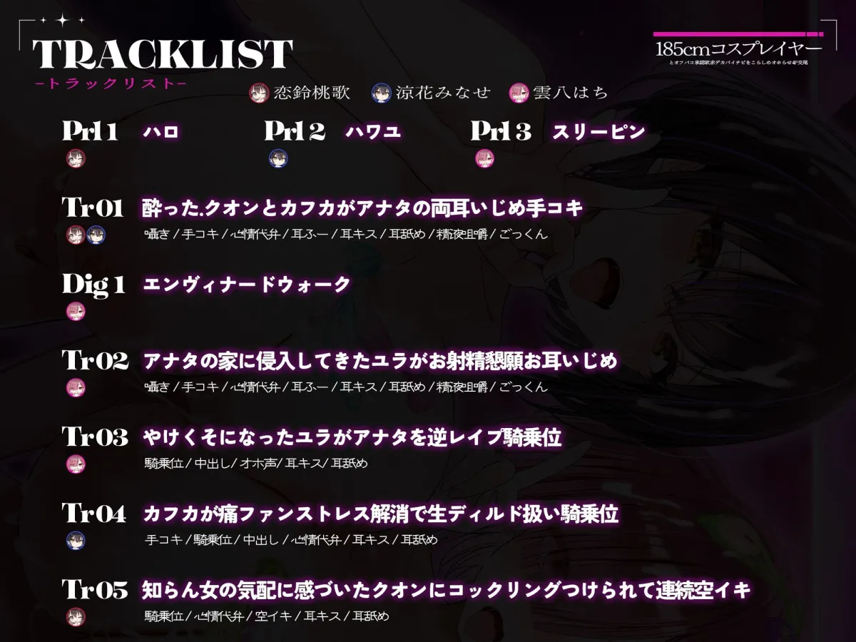 【2周年記念110円/約3時間半キス音特化フォーリー】185cmコスプレイヤーとオフパコpart3〜承認欲求デカパイチビをこらしめオホらせ4P交尾〜