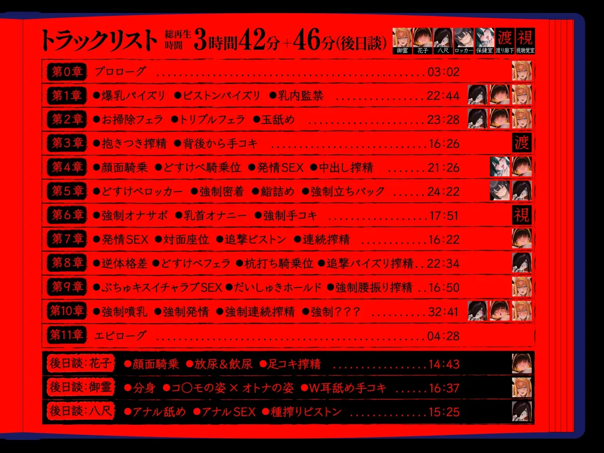 【4時間越え】【逆レ】学校の怪淫七不思議〜どすけべ怪異蔓延る夜の学校、貴方は干からびるまで搾精される♡〜