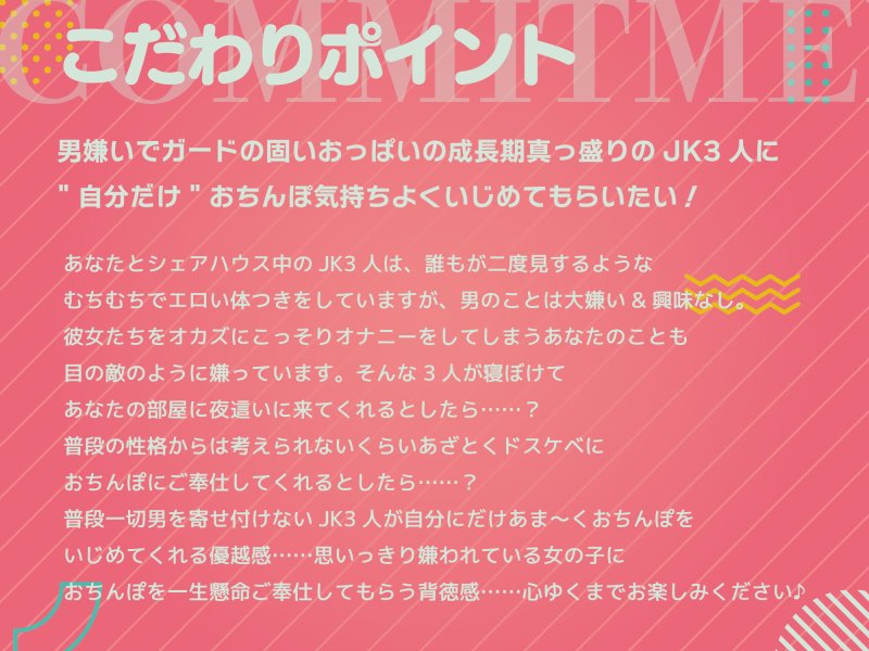 寝ぼけたシェアハウスJKに襲われ責められイかされる【バイノーラル】