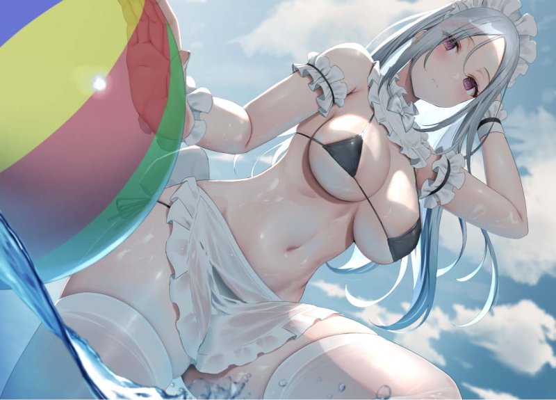 クールな白髪水着メイドとえちえち海遊び【フォーリーサウンド】