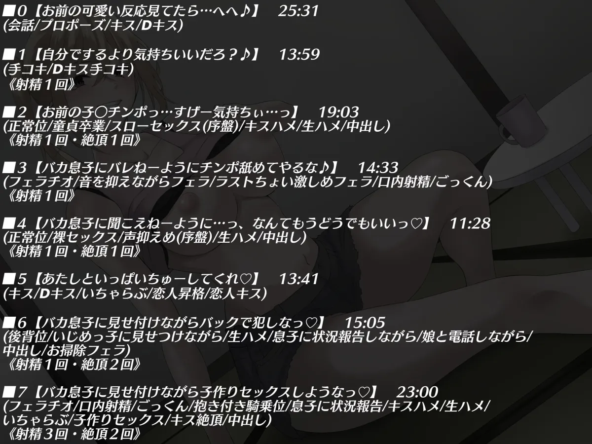 【餅梨あむ×ヤンママ】【低音ボイス】僕を苛めるイジメっ子の母親は僕の大好きな元ヤンママ～息子(いじめっ子)が覗いて見てる前で復讐いちゃラブ子作りセックス～