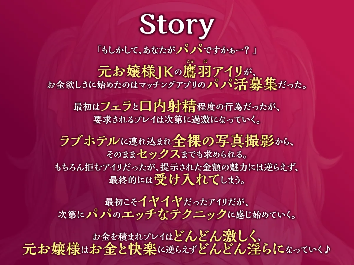 【青葉りんご×パパ活JK】【KU100】貧困お嬢様JKは大好きなお金のためにパパ活で何でもヤリます! ～処女だけどゴックンからキメセクAV撮影まで～
