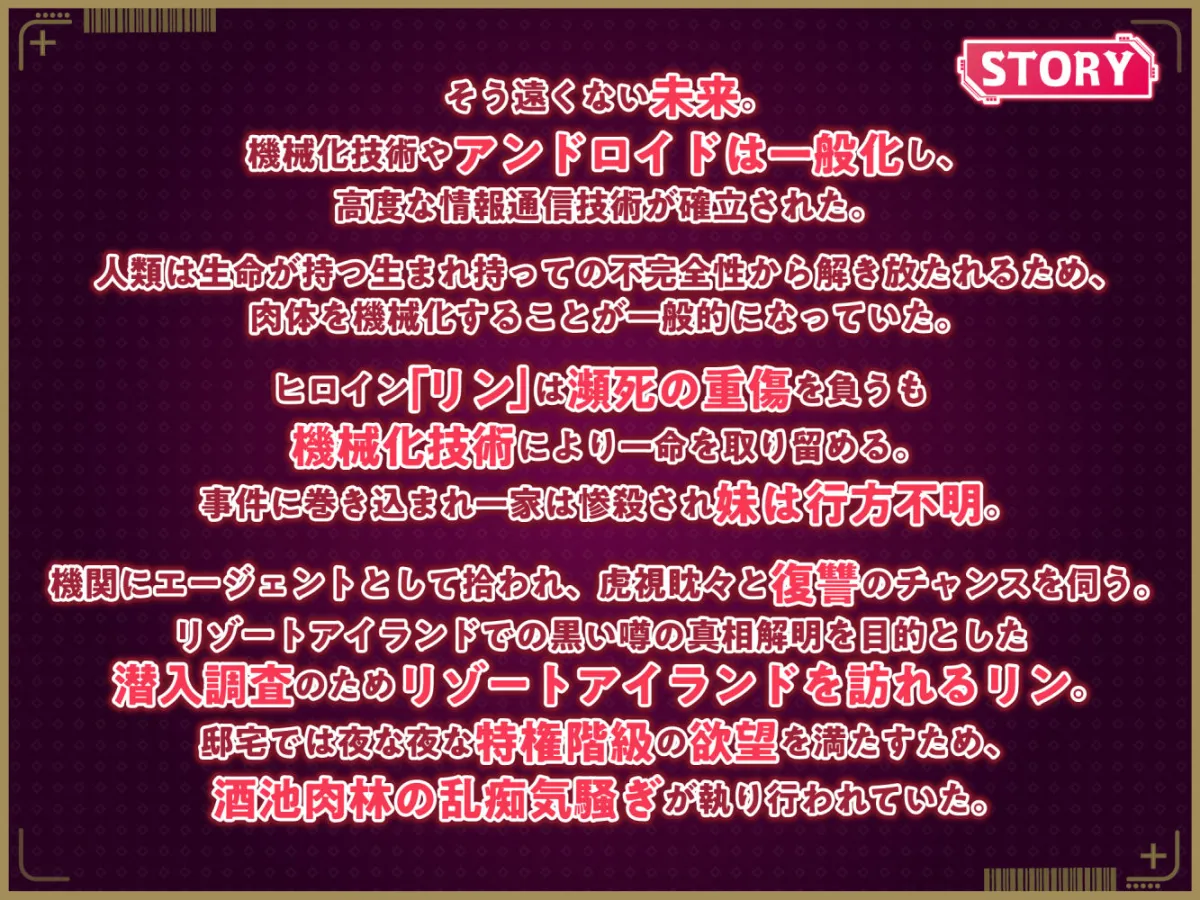 【ヒロインサイボーグ化＆姉妹丼＆快楽堕ち】エージェント夜を逝く～特権階級で復讐対象の竿役に調教され屈辱の快楽堕ちセックス～