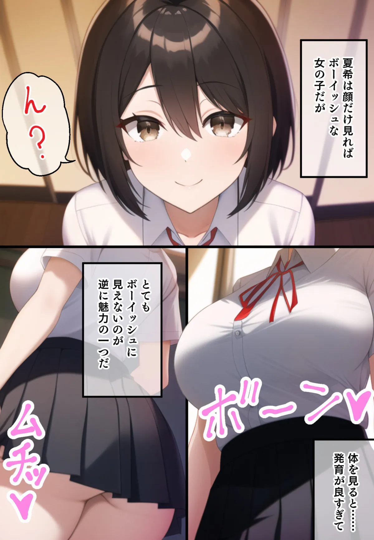 【JK】ボーイッシュで巨乳な彼女の性欲が強くて困っている……