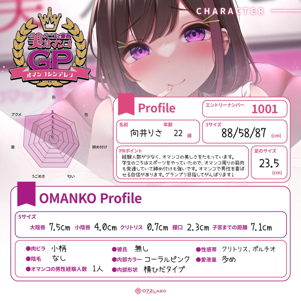 【CV:思ちぽ】【オマンコシンデレラ】ペニスで審査「美オマンコGP・エントリーナンバー1001番」〜美しさと挿入感〜【アクメナビゲート搭載】