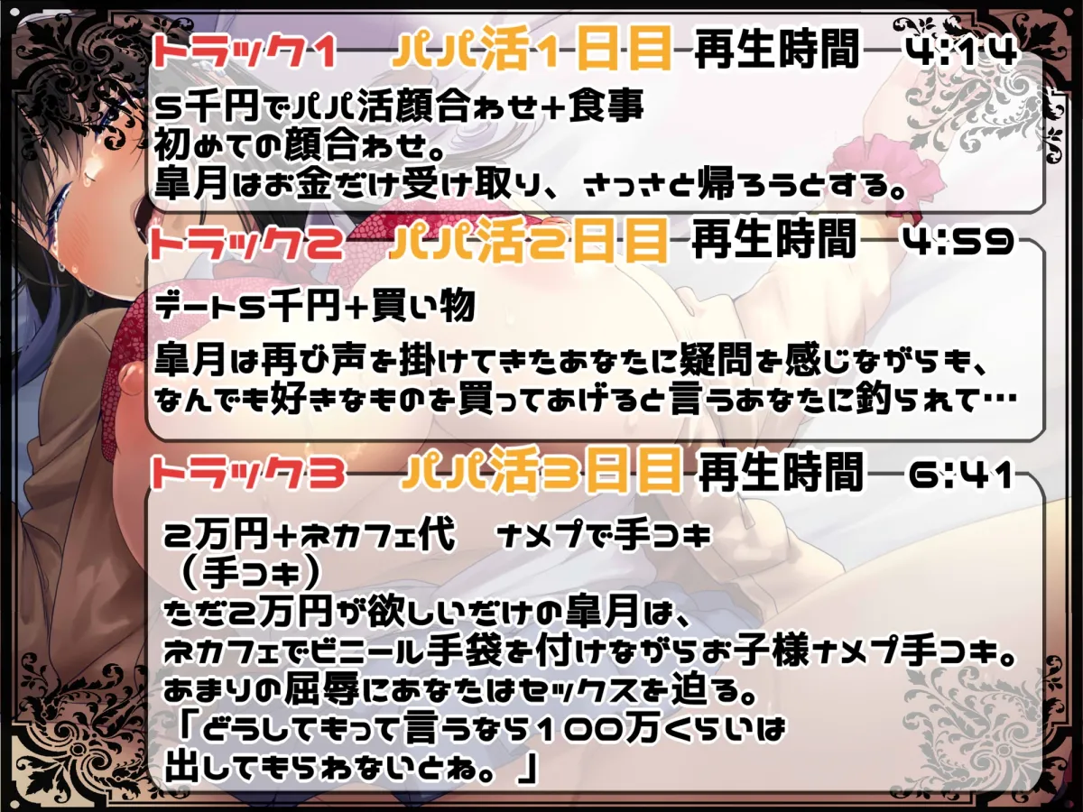 【CV:兎月りりむ。】【パパ活JK】生意気パパ活女子をオフパコわからせオホ声調教!【えっちなSE生収録】【イラスト:なのかH】