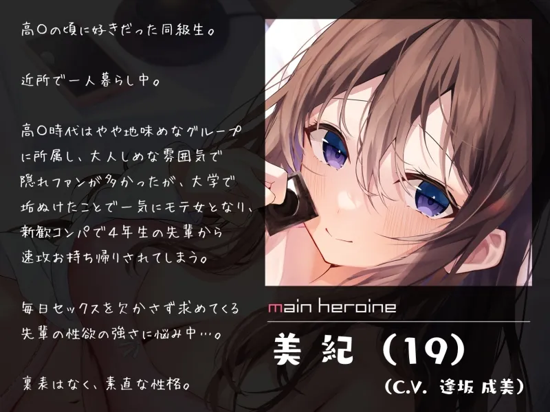 【逢坂成美×JD同級生BSS】昔好きだった同級生は年上初彼氏のため僕を鬱勃起させてHの練習台にする…。【イラスト:二代目】