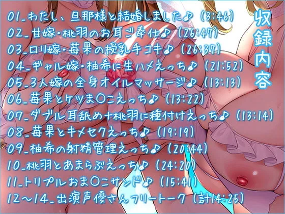 【CV:天知遥＆陽向葵ゅか＆秋野かえで】【サークル1周年記念作品】お嫁ガチャ レア嫁3人のトリプルおまんこサンドを召し上がれ♪【KU100バイノーラル】