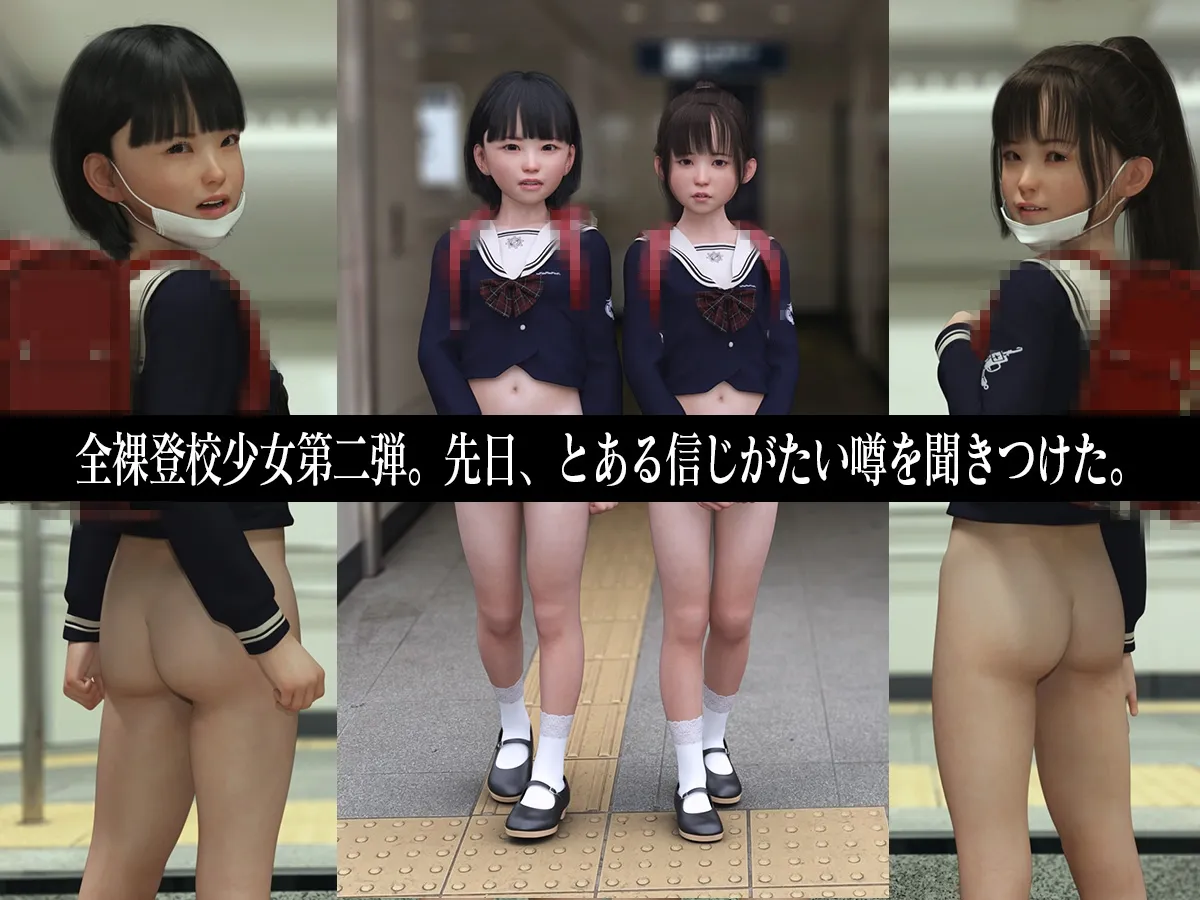 【JSロリ3D】全裸登校少女番外編:下半身ハダカの明日花とゆりな