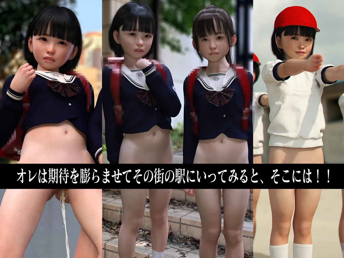 【JSロリ3D】全裸登校少女番外編:下半身ハダカの明日花とゆりな