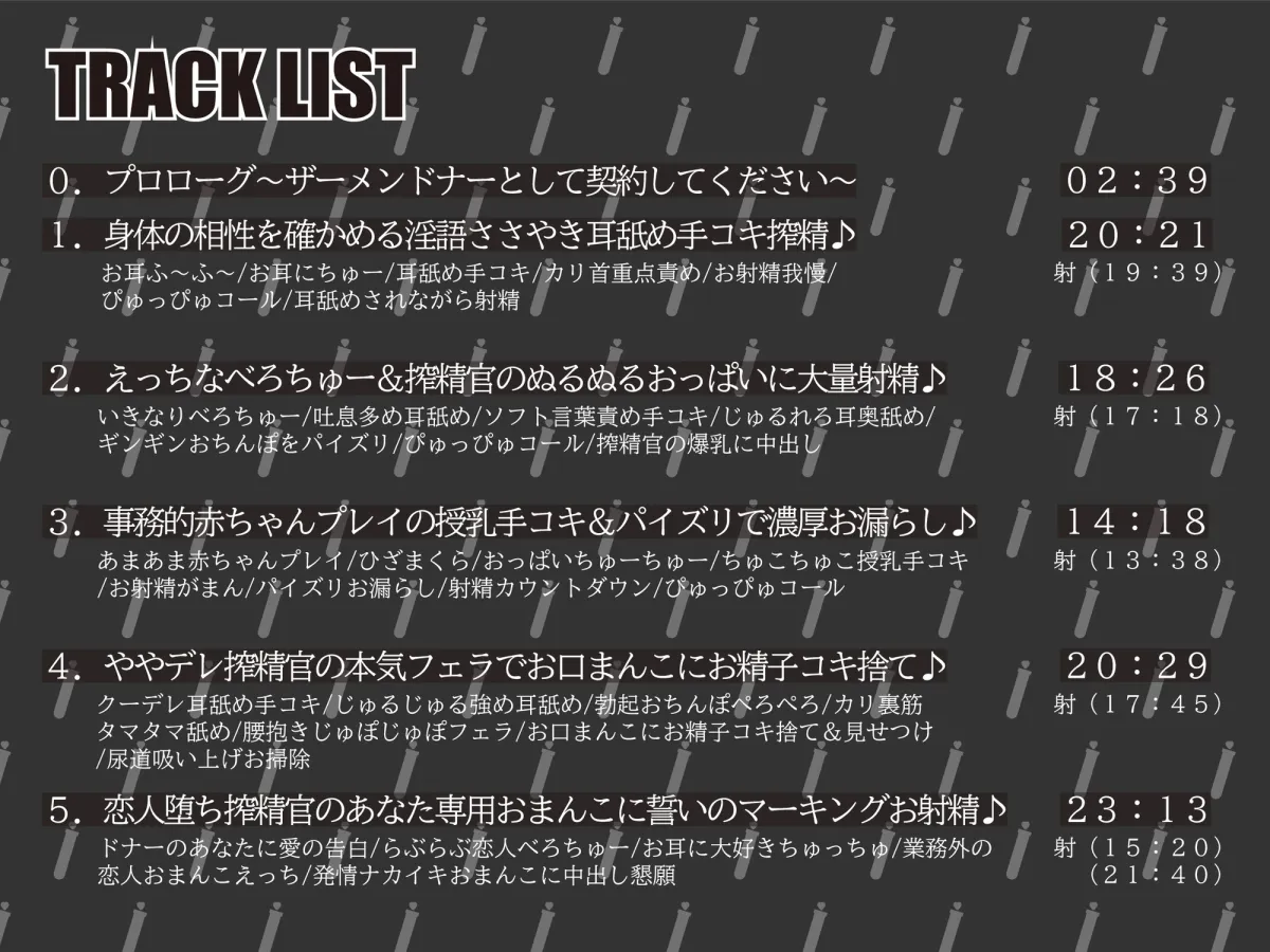 【CV:杏仁らいち】【事務的→恋人堕ち】ザーメンドナーのお仕事～事務的クールなあなた専用オナホ搾精官に毎日濃厚射精するおしごと～
