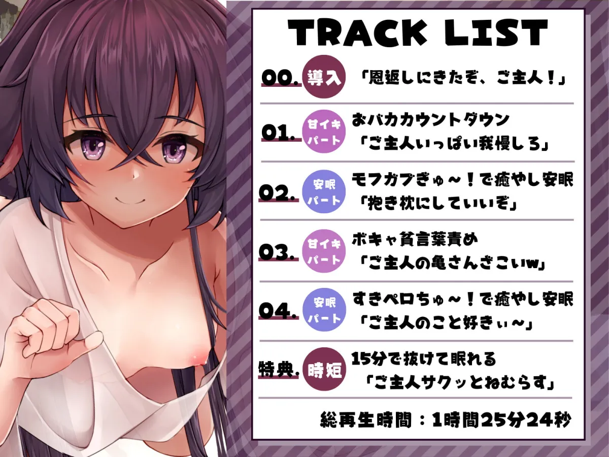 【CV:架月らみゅ】【抜けて眠れる】子犬の甘マゾ恩返し〜おバカだけどオナホテクだけはあるロリ獣に甘イキさせられ、そのまま癒やし安眠〜