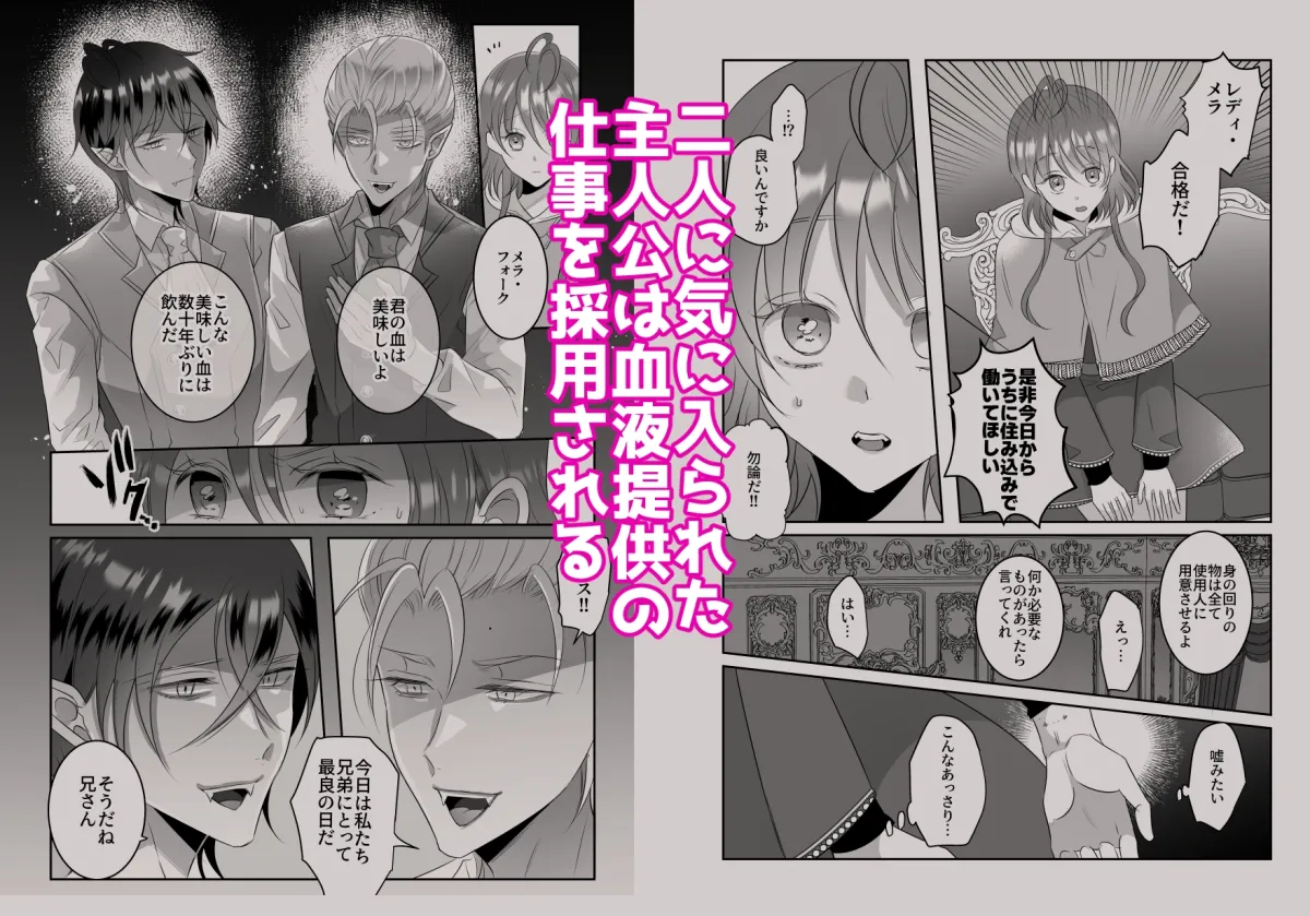 【吸血鬼兄弟×魔法使い】ギルドに紹介された仕事は吸血鬼の溺愛吸血でした 【吸血鬼兄弟×魔法使い】ギルドに紹介された仕事は吸血鬼の溺愛吸血でした