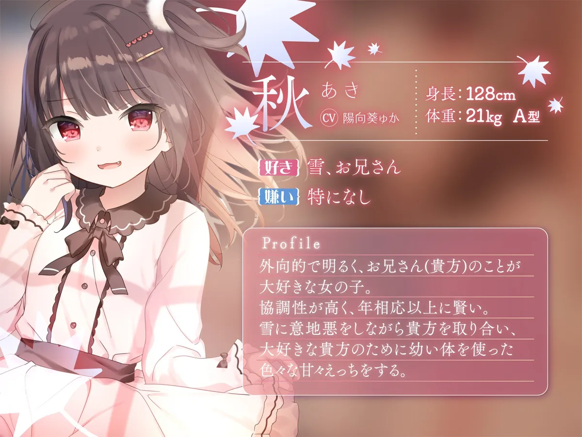 【CV:陽向葵ゅか＆みもりあいの】ロリ双子と甘々えっち。〜お兄さん大大大好きな内気ちょい病みロリっ子＆甘いぢわるロリっ子〜【イラスト:まふゆ】