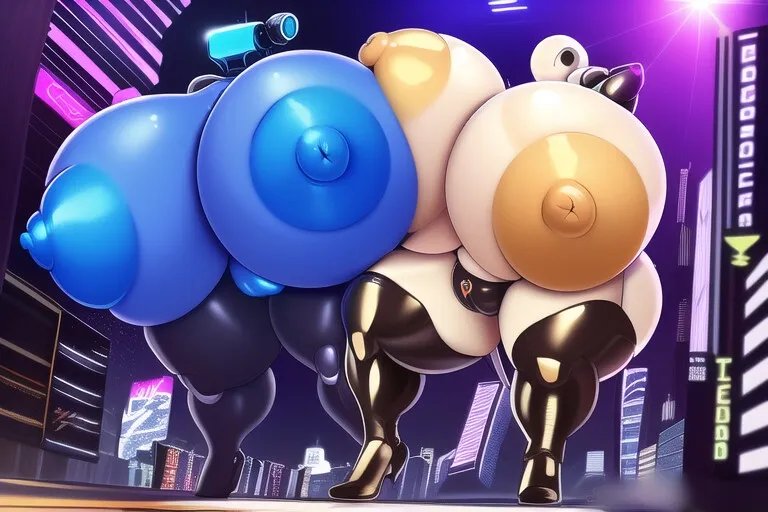 【女性型爆乳アンドロイド】サイバーパンクな世界に住む下品なロボット達