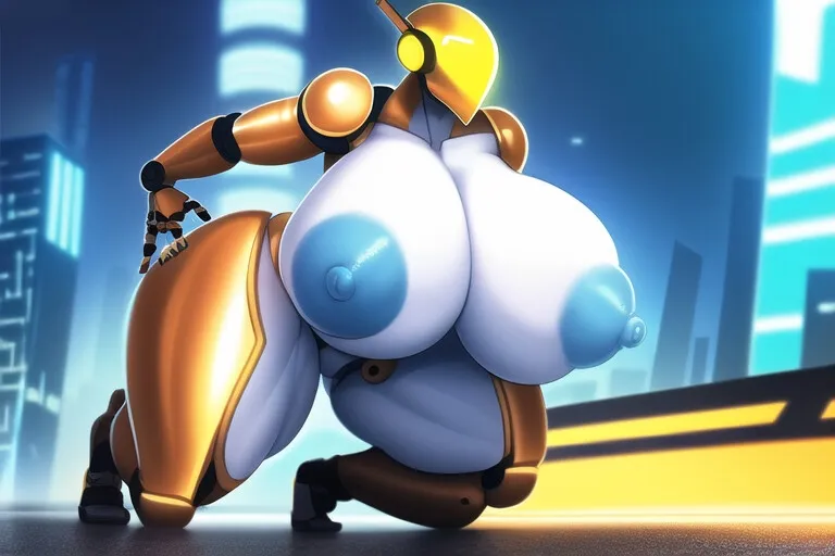 【女性型爆乳アンドロイド】サイバーパンクな世界に住む下品なロボット達