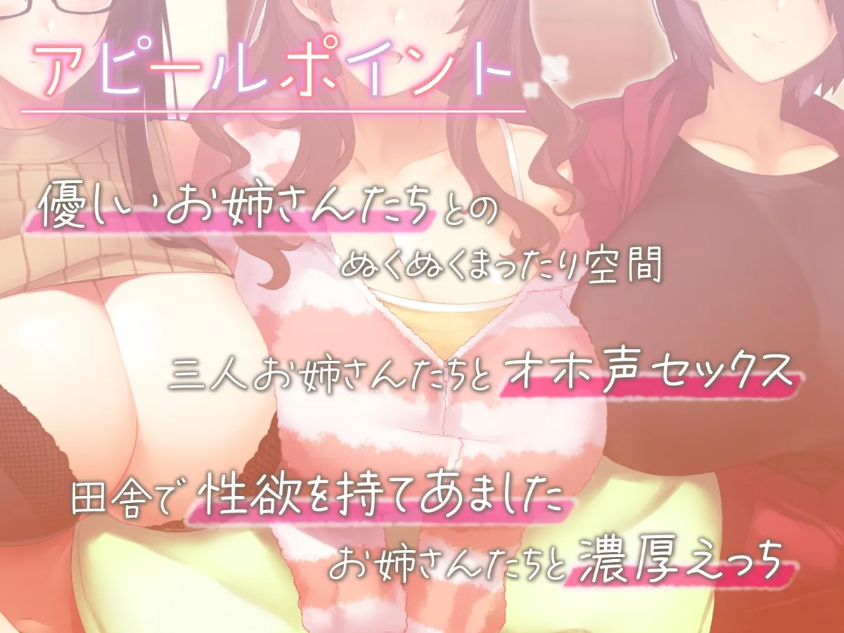 【CV:大山チロル/柚木つばめ/秋山はるる】【オホ声】ぬくぬくおねえさんち! 田舎でえっちな冬休み