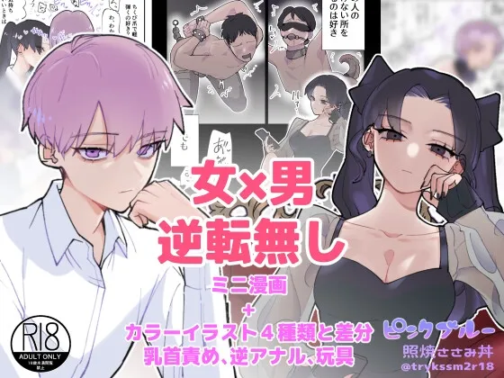 【JK×男子高校生】ピンクブルーカラーミニ漫画+カラーイラスト4枚【女性攻め・男性受け 逆転なし】