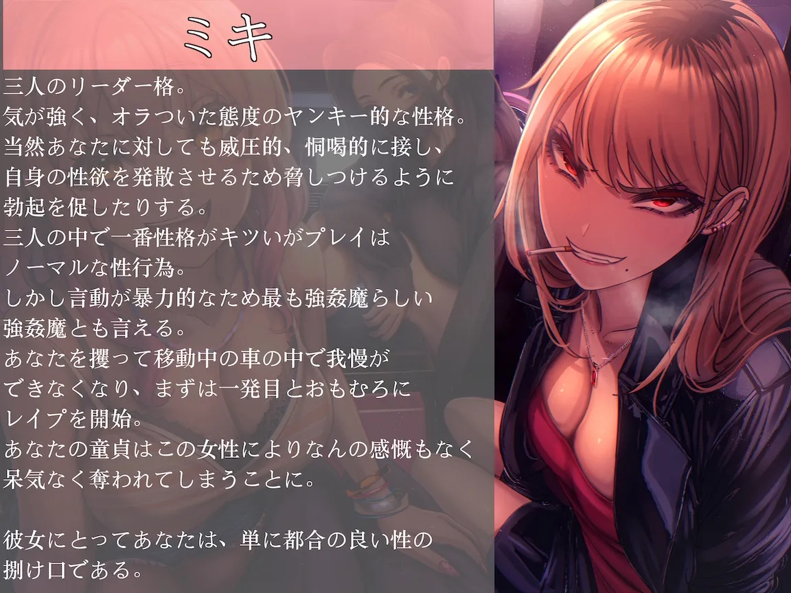 【CV:御子柴泉】貞操観念逆転世界で超肉食系レイプ魔×3に拉致られボロ雑巾確定輪姦レイプ