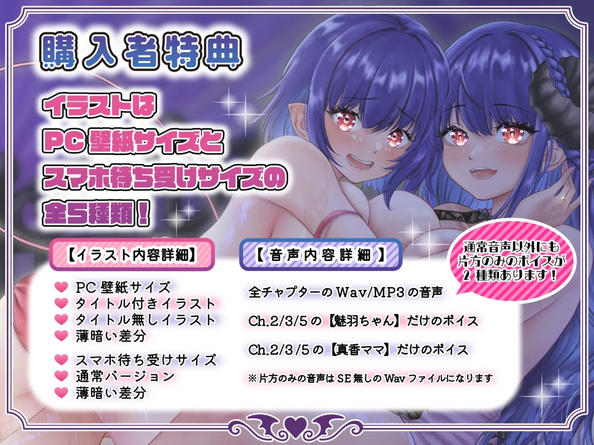 【一周年記念★期間限定385円】妹系幼馴染＆バブみママのサキュバス母娘と過ごすイチャラブ仲良し3Pセックス