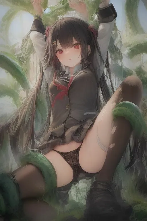 触手に襲われる制服少女たち【660枚】