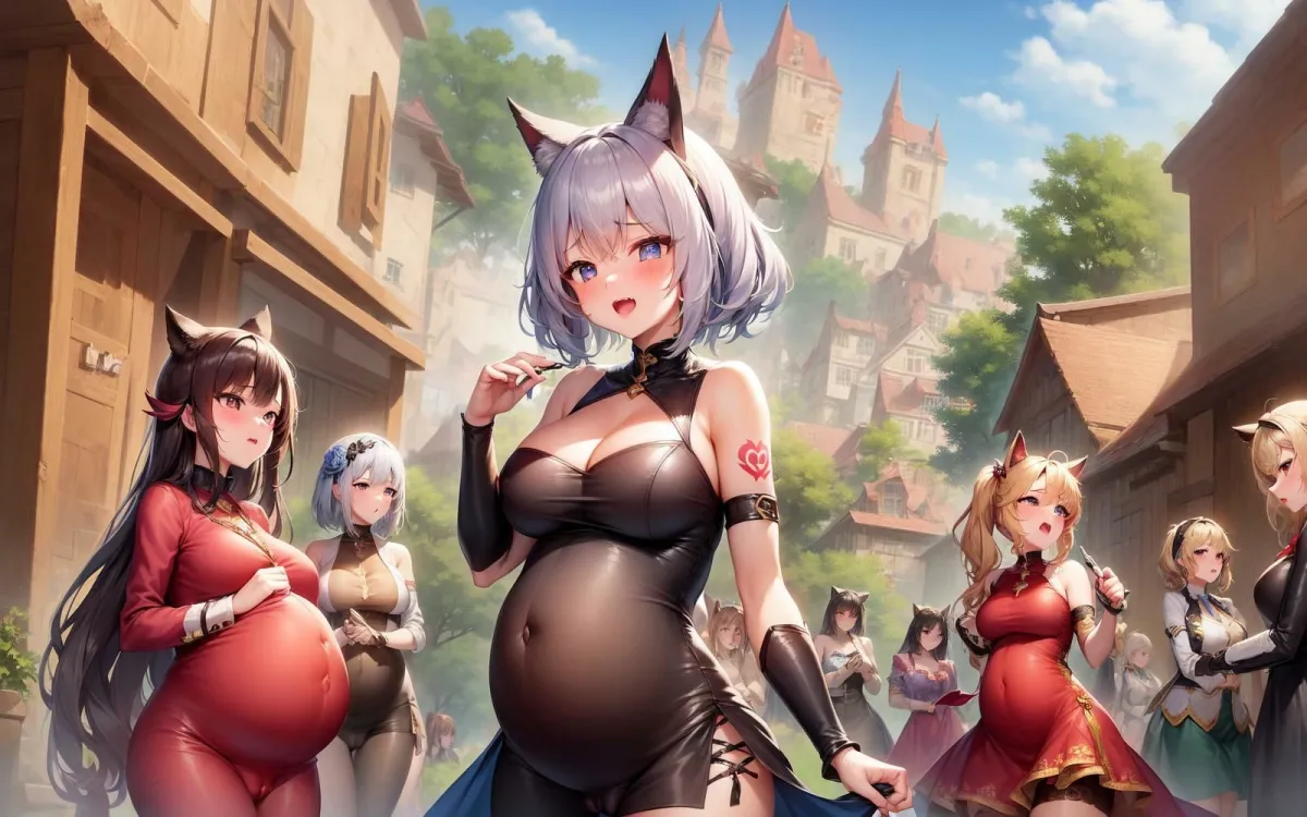 ファンタジー世界の奴隷妊婦市場01