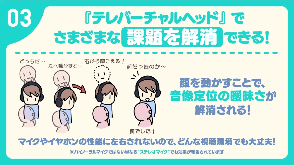 【10周年記念企画】新感覚バイノーラル『テレバーチャルヘッド』を体感しよう! 【10周年記念企画】新感覚バイノーラル『テレバーチャルヘッド』を体感しよう!