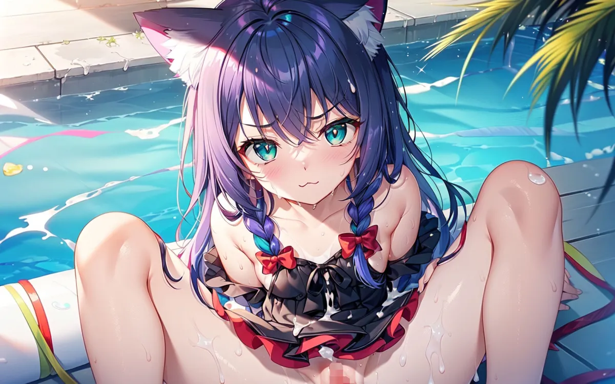 ［768枚］ぬるてか水着☆にゃんにゃん褐色ビーチで汗だくロリ生中出し体験♪